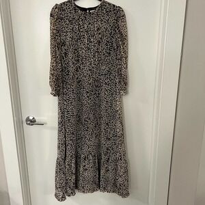 ZARA NWOT Cheetah Print Pleated Maxi Dress Size Small